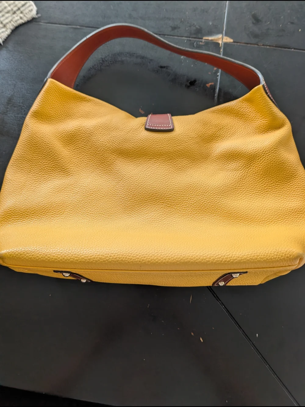 Dooney & Bourke Mustard Yellow Pebbled Leather Hobo